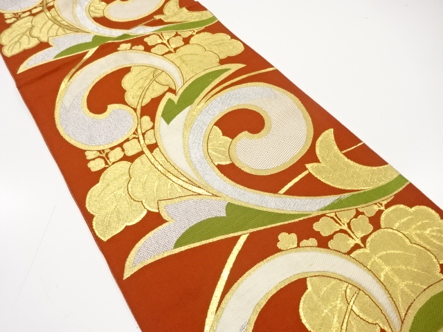 JAPANESE KIMONO / ANTIQUE FUKURO OBI / SILK / WOVEN ARABESQUE